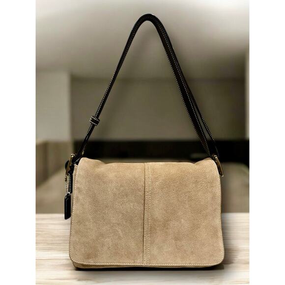 Vintage Coach 9578 Suede Crossbody Flap Bag - Picture 1 of 12